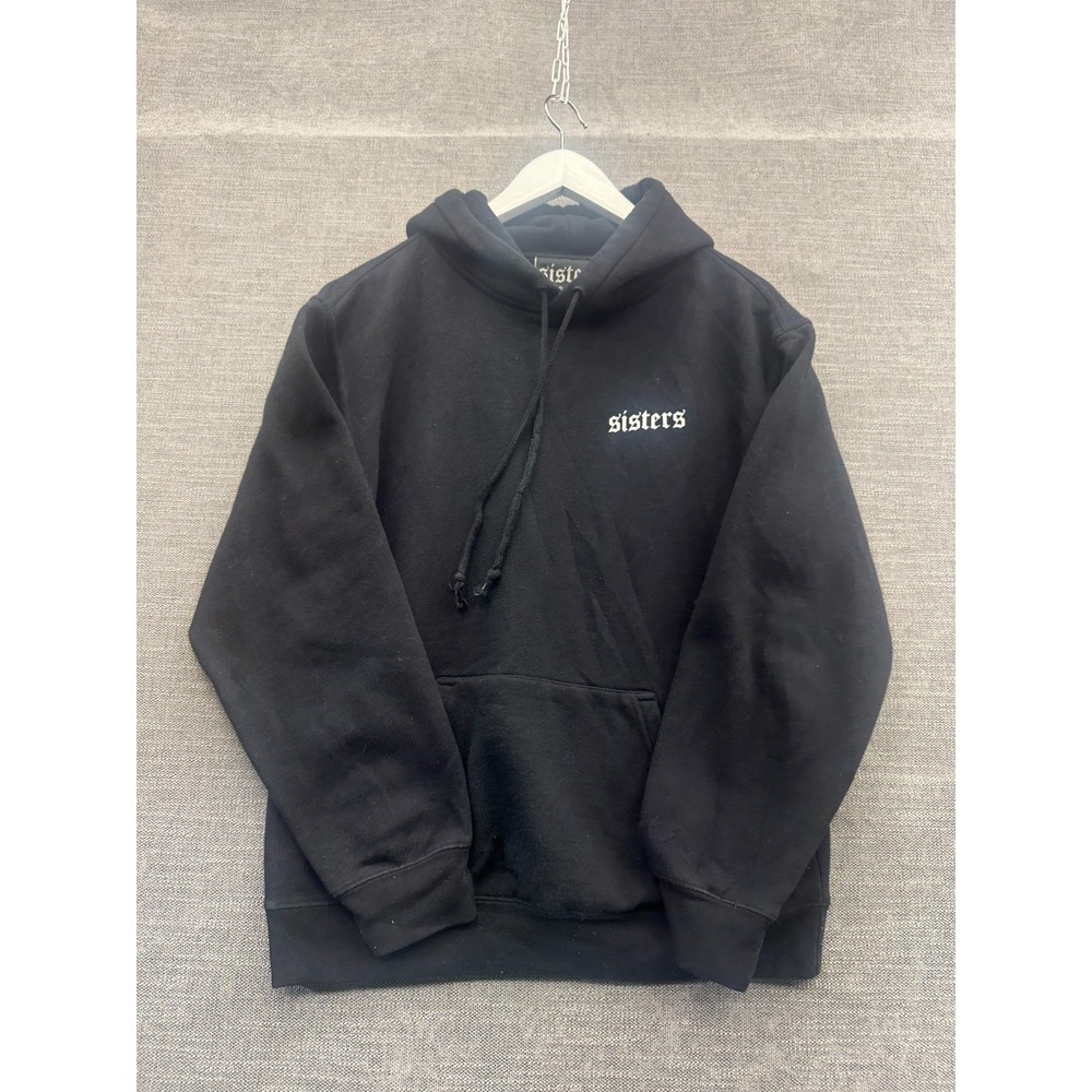 Sisters Originals Repeating Hoodie Mens Medium Black Graphic Fleece Lined Ribbed